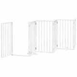 Dog Gate with Door Foldable 6 Panels White 300 cm Poplar Wood