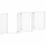 Dog Gate with Door Foldable 6 Panels White 300 cm Poplar Wood - Top-Down View