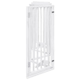 Dog Gate with Door Foldable 6 Panels White 300 cm Poplar Wood - 45-Degree Angle