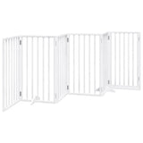 Dog Gate with Door Foldable 6 Panels White 300 cm Poplar Wood