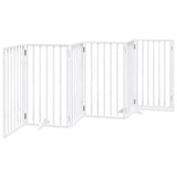 Dog Gate with Door Foldable 6 Panels White 300 cm Poplar Wood - Rear View