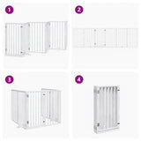Dog Gate with Door Foldable 6 Panels White 300 cm Poplar Wood