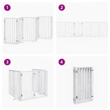Dog Gate with Door Foldable 6 Panels White 300 cm Poplar Wood - Close-Up Angle