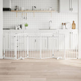 Dog Gate with Door Foldable 6 Panels White 300 cm Poplar Wood