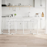 Dog Gate with Door Foldable 6 Panels White 300 cm Poplar Wood