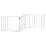 Dog Gate with Door Foldable 4 Panels White 320 cm Poplar Wood - Front View