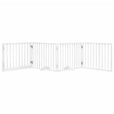 Dog Gate with Door Foldable 4 Panels White 320 cm Poplar Wood