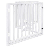 Dog Gate with Door Foldable 4 Panels White 320 cm Poplar Wood