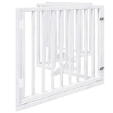 Dog Gate with Door Foldable 4 Panels White 320 cm Poplar Wood - 45-Degree Angle