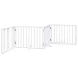 Dog Gate with Door Foldable 4 Panels White 320 cm Poplar Wood