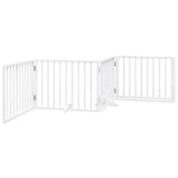 Dog Gate with Door Foldable 4 Panels White 320 cm Poplar Wood - Rear View