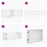 Dog Gate with Door Foldable 4 Panels White 320 cm Poplar Wood - Close-Up Angle