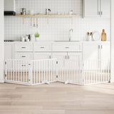 Dog Gate with Door Foldable 4 Panels White 320 cm Poplar Wood