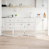 Dog Gate with Door Foldable 4 Panels White 320 cm Poplar Wood
