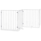 Dog Gate with Door Foldable 4 Panels White 320 cm Poplar Wood