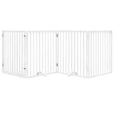 Dog Gate with Door Foldable 4 Panels White 320 cm Poplar Wood