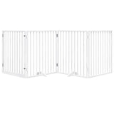 Dog Gate with Door Foldable 4 Panels White 320 cm Poplar Wood - Side View
