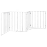 Dog Gate with Door Foldable 4 Panels White 320 cm Poplar Wood - Rear View