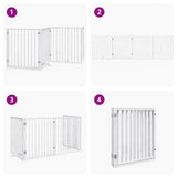 Dog Gate with Door Foldable 4 Panels White 320 cm Poplar Wood