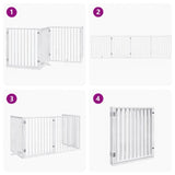 Dog Gate with Door Foldable 4 Panels White 320 cm Poplar Wood - Close-Up Angle