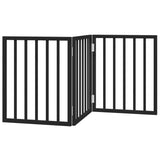 Dog Gate Foldable 3 Panels Black 150 cm Poplar Wood - Front View