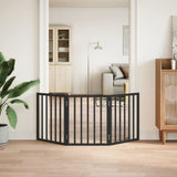 Dog Gate Foldable 3 Panels Black 150 cm Poplar Wood - Side View