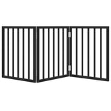 Dog Gate Foldable 3 Panels Black 150 cm Poplar Wood - Top-Down View