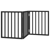 Dog Gate Foldable 3 Panels Black 150 cm Poplar Wood - Rear View