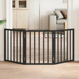 Dog Gate Foldable 3 Panels Black 150 cm Poplar Wood