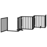 Dog Gate with Door Foldable 6 Panels Black 300 cm Poplar Wood - Top-Down View