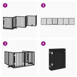 Dog Gate with Door Foldable 6 Panels Black 300 cm Poplar Wood