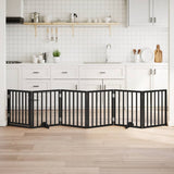 Dog Gate with Door Foldable 6 Panels Black 300 cm Poplar Wood