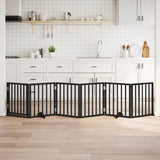 Dog Gate with Door Foldable 6 Panels Black 300 cm Poplar Wood