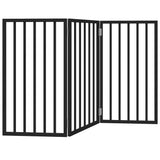 Dog Gate Foldable 3 Panels Black 150 cm Poplar Wood - Front View
