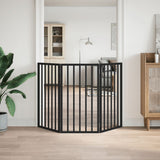 Dog Gate Foldable 3 Panels Black 150 cm Poplar Wood - Side View