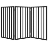 Dog Gate Foldable 3 Panels Black 150 cm Poplar Wood