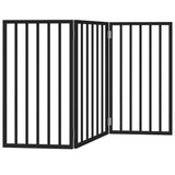 Dog Gate Foldable 3 Panels Black 150 cm Poplar Wood - Rear View