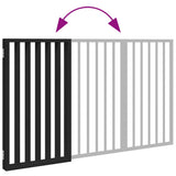 Dog Gate Foldable 3 Panels Black 150 cm Poplar Wood - Close-Up Angle