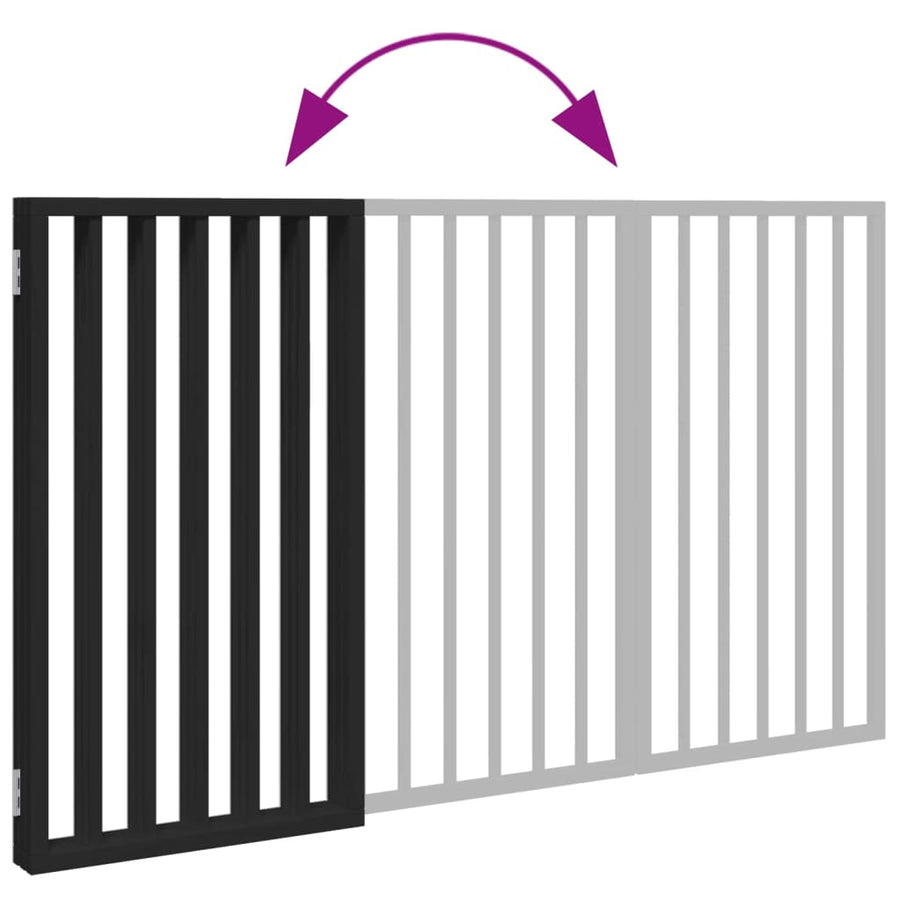 Dog Gate Foldable 3 Panels Black 150 cm Poplar Wood