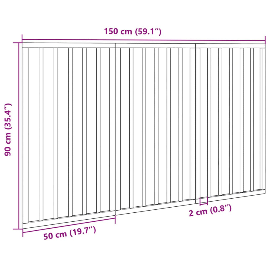 Dog Gate Foldable 3 Panels Black 150 cm Poplar Wood