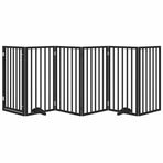 Dog Gate with Door Foldable 6 Panels Black 300 cm Poplar Wood