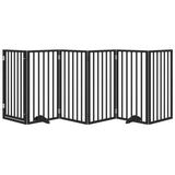 Dog Gate with Door Foldable 6 Panels Black 300 cm Poplar Wood - Side View