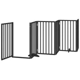 Dog Gate with Door Foldable 6 Panels Black 300 cm Poplar Wood - Top-Down View