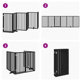 Dog Gate with Door Foldable 6 Panels Black 300 cm Poplar Wood - Close-Up Angle