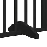 Dog Gate with Door Foldable 6 Panels Black 300 cm Poplar Wood - Low Angle