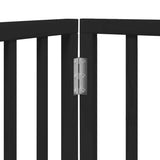 Dog Gate with Door Foldable 6 Panels Black 300 cm Poplar Wood - Extra Image