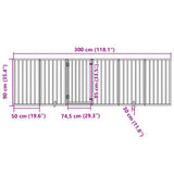 Dog Gate with Door Foldable 6 Panels Black 300 cm Poplar Wood