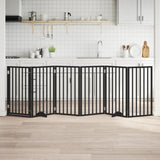 Dog Gate with Door Foldable 6 Panels Black 300 cm Poplar Wood
