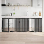 Dog Gate with Door Foldable 6 Panels Black 300 cm Poplar Wood