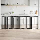 Dog Gate with Door Foldable 6 Panels Black 300 cm Poplar Wood